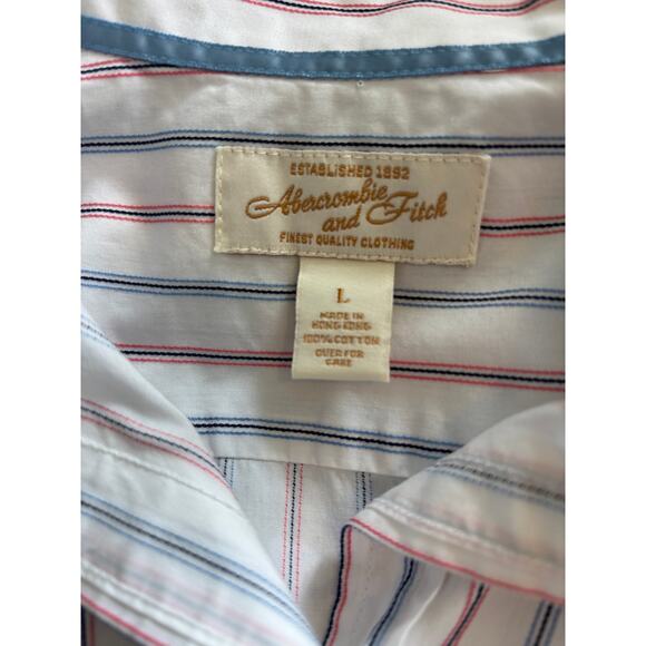 Vintage Abercrombie & Fitch 90's Y2K Striped Button Down Shirt Large - Picture 5 of 7